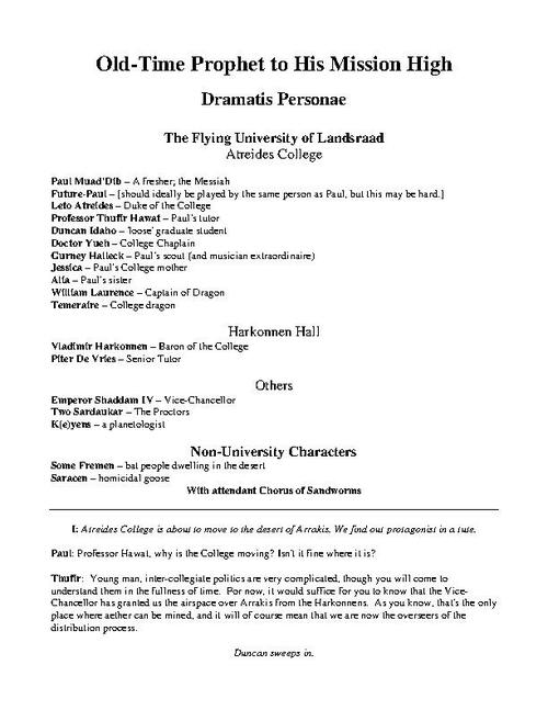 Old-Time Prophet to His Mission High